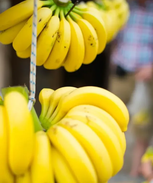 yellow banana fruit on gray metal wire