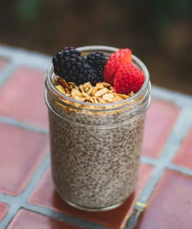 black and red berries chia seeds